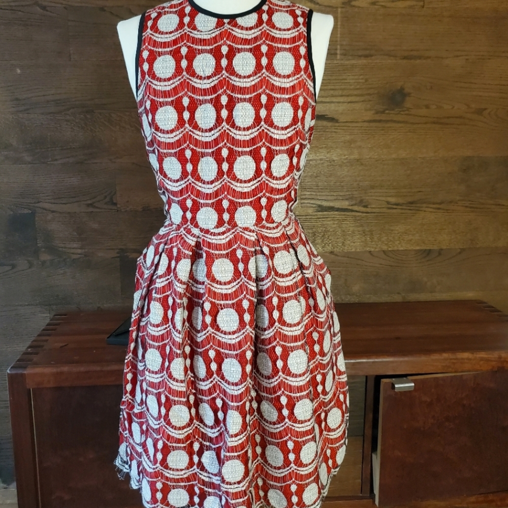 Anthropologie Red Lace Dress (with pockets!)